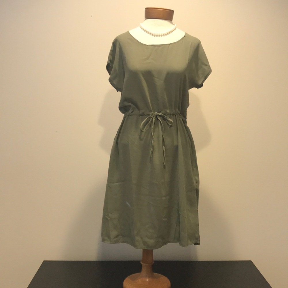 Shift dress drawstring waist